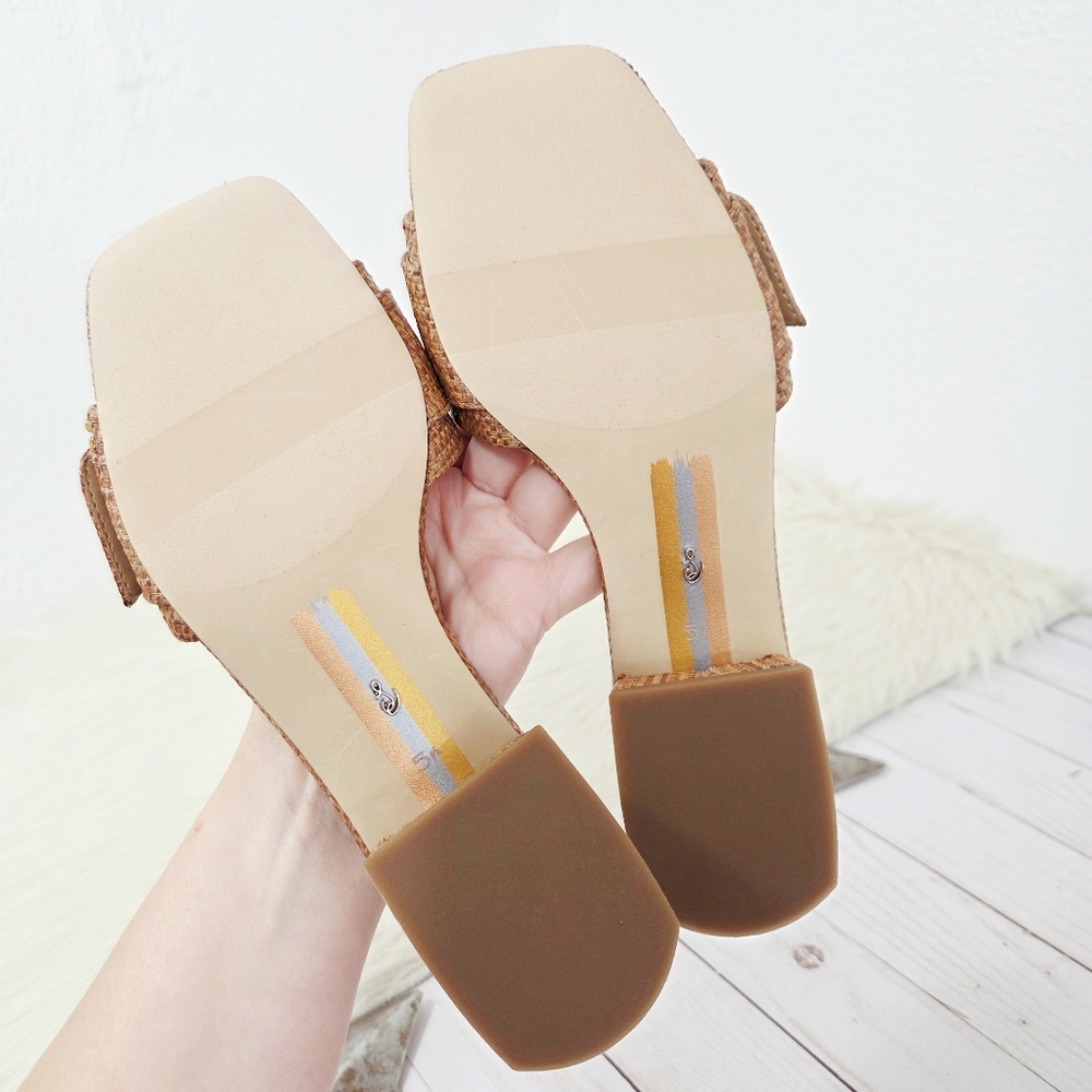Sam Edelman Deacon Bead Buckle Sandals Brown Woven Raffia Slide Size 5.5 New - Picture 6 of 7